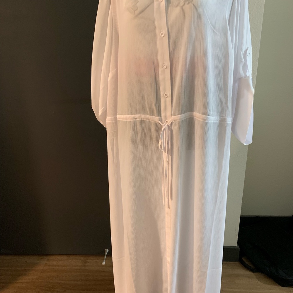 Sheer white swimsuit cover up!